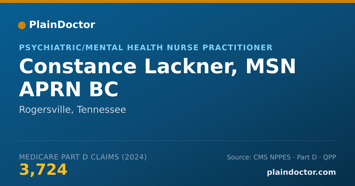 Shareable card for Constance Lackner, MSN APRN BC - Psychiatric/Mental Health Nurse Practitioner, Rogersville, TN
