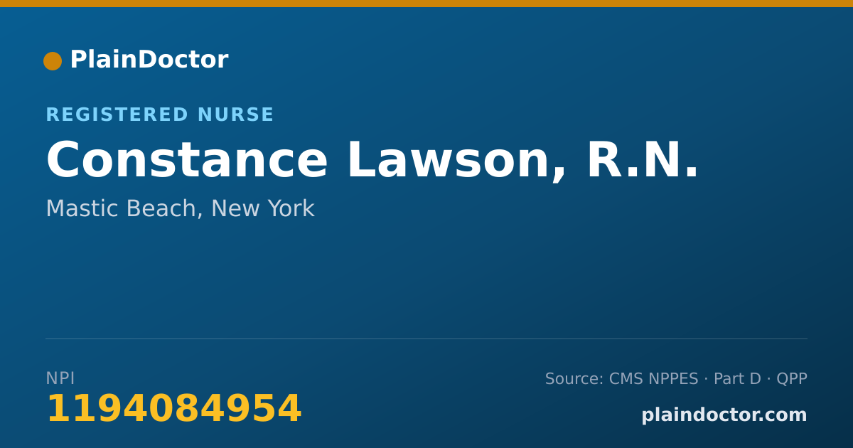 Shareable card for Constance Lawson, R.N. - Registered Nurse, Mastic Beach, NY
