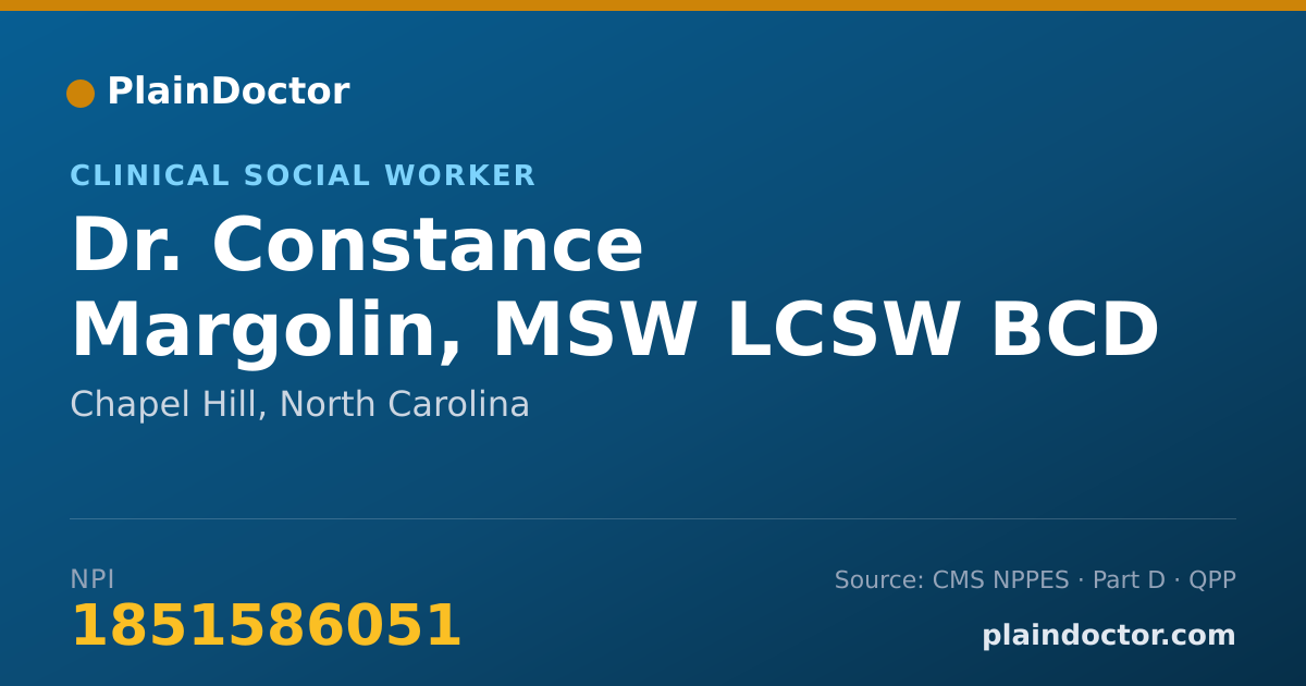 Shareable card for Constance Margolin, MSW LCSW BCD - Clinical Social Worker, Chapel Hill, NC