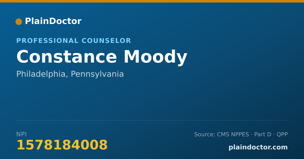 Shareable card for Constance Moody - Professional Counselor, Philadelphia, PA