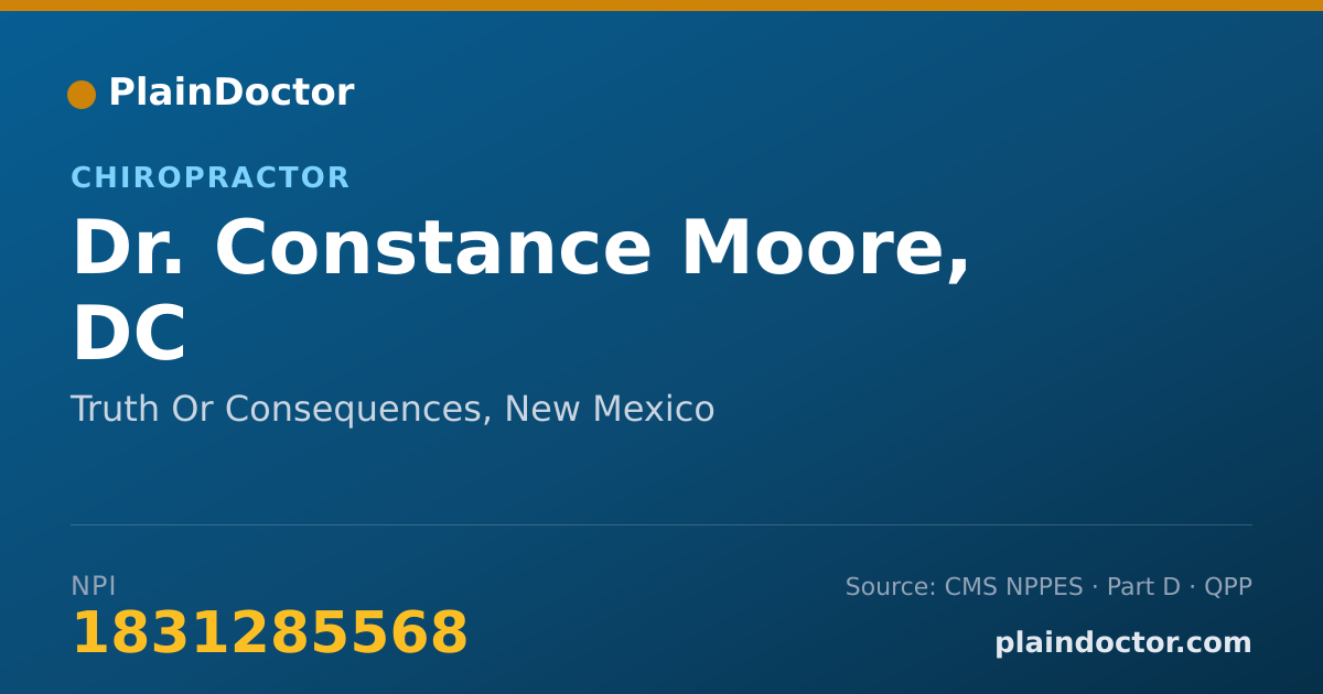 Shareable card for Constance Moore, DC - Chiropractor, Truth Or Consequences, NM