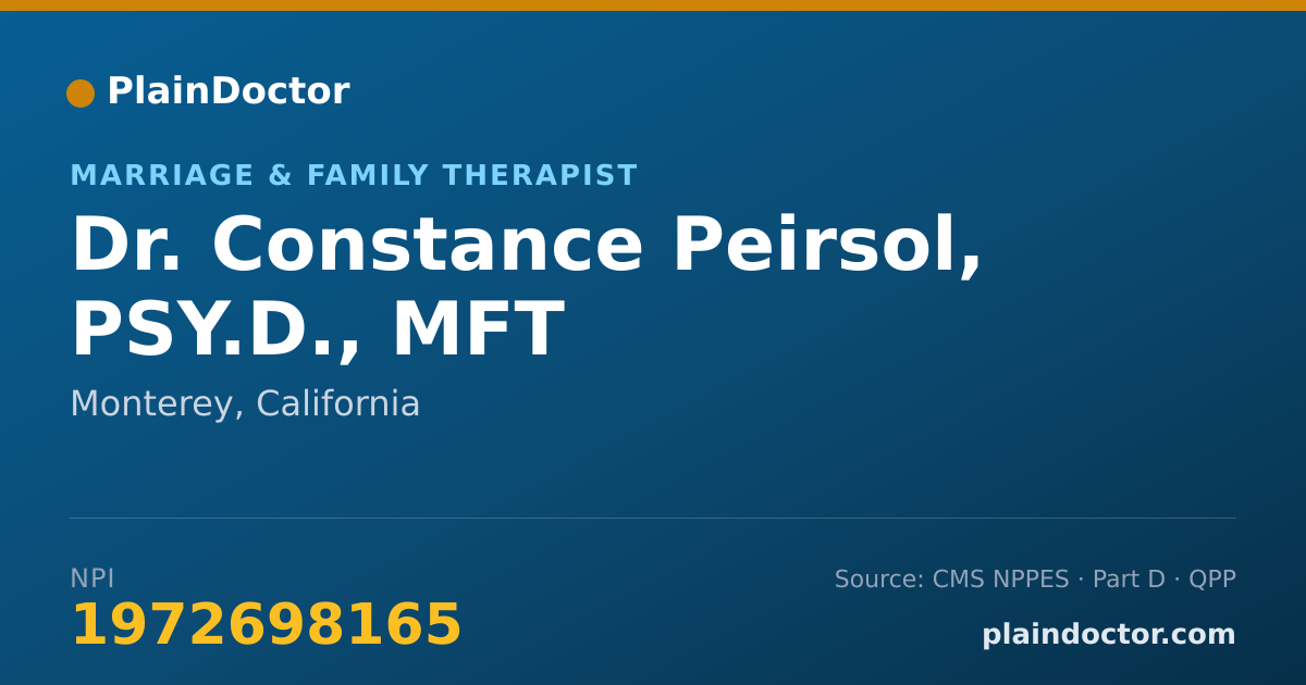 Shareable card for Constance Peirsol, PSY.D., MFT - Marriage & Family Therapist, Monterey, CA