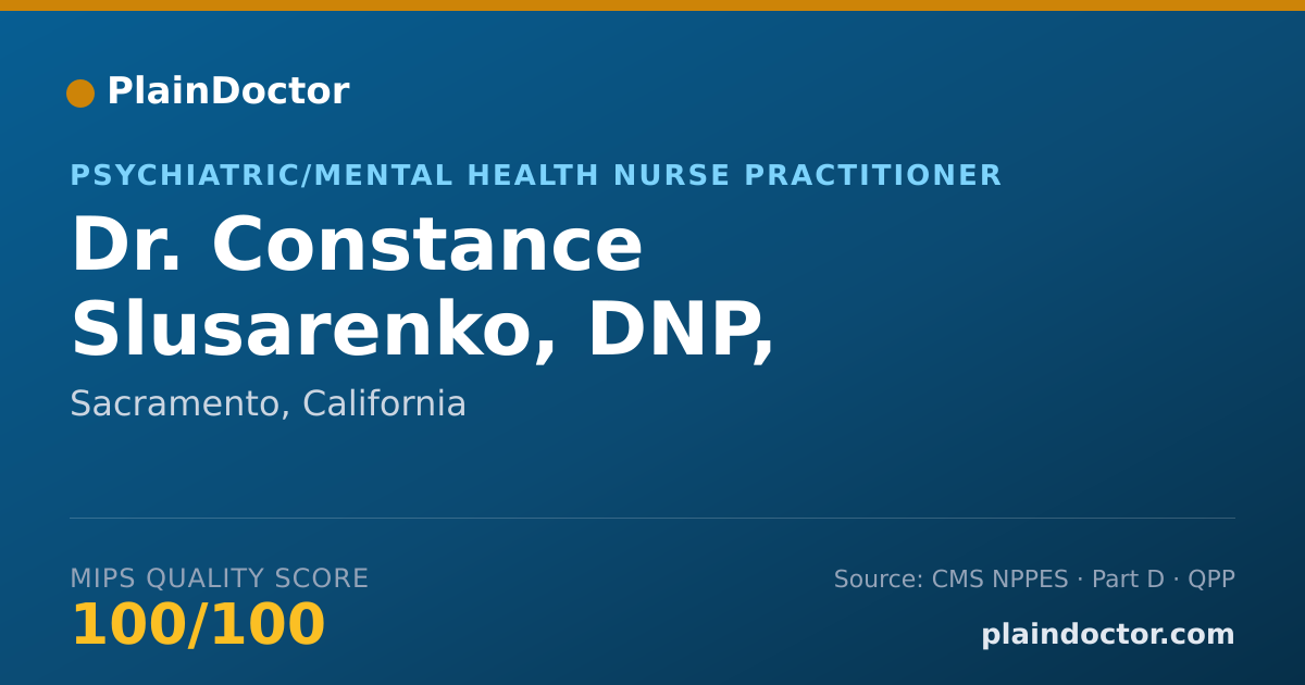 Shareable card for Constance Slusarenko, DNP, PMHNP-BC - Psychiatric/Mental Health Nurse Practitioner, Sacramento, CA