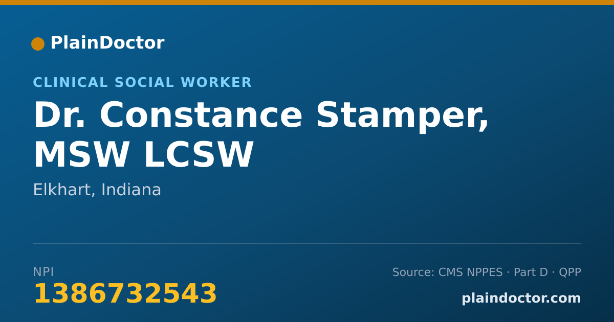 Shareable card for Constance Stamper, MSW LCSW - Clinical Social Worker, Elkhart, IN