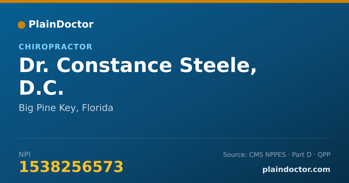Shareable card for Constance Steele, D.C. - Chiropractor, Big Pine Key, FL