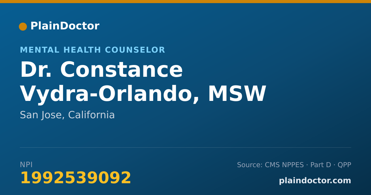 Shareable card for Constance Vydra-Orlando, MSW - Mental Health Counselor, San Jose, CA