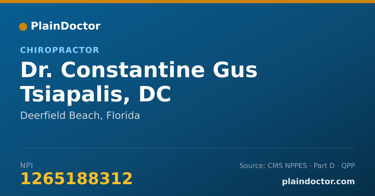 Shareable card for Constantine Gus Tsiapalis, DC - Chiropractor, Deerfield Beach, FL