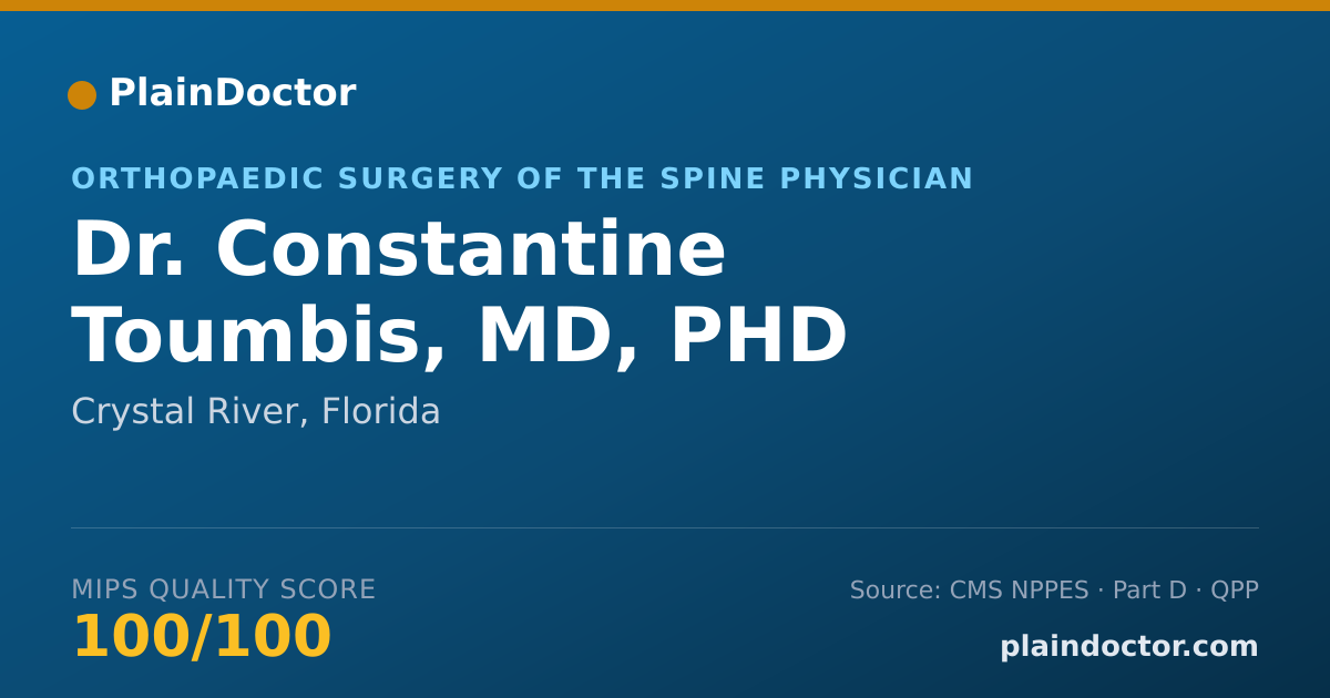Shareable card for Constantine Toumbis, MD, PHD - Orthopaedic Surgery of the Spine Physician, Crystal River, FL