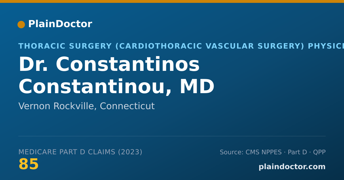 Shareable card for Constantinos Constantinou, MD - Thoracic Surgery (Cardiothoracic Vascular Surgery) Physician, Vernon Rockville, CT