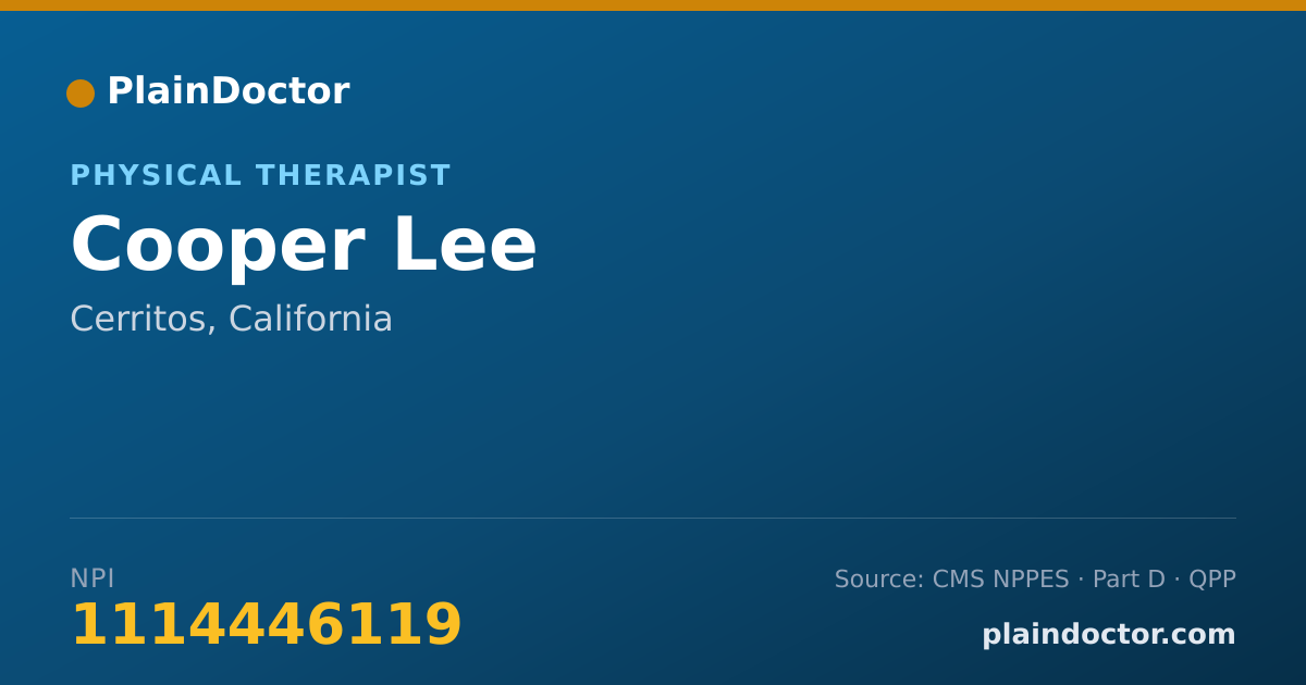 Shareable card for Cooper Lee - Physical Therapist, Cerritos, CA
