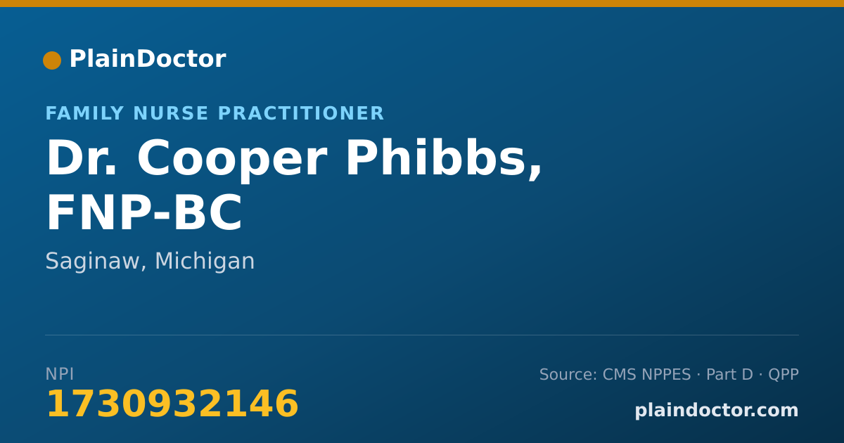 Shareable card for Cooper Phibbs, FNP-BC - Family Nurse Practitioner, Saginaw, MI
