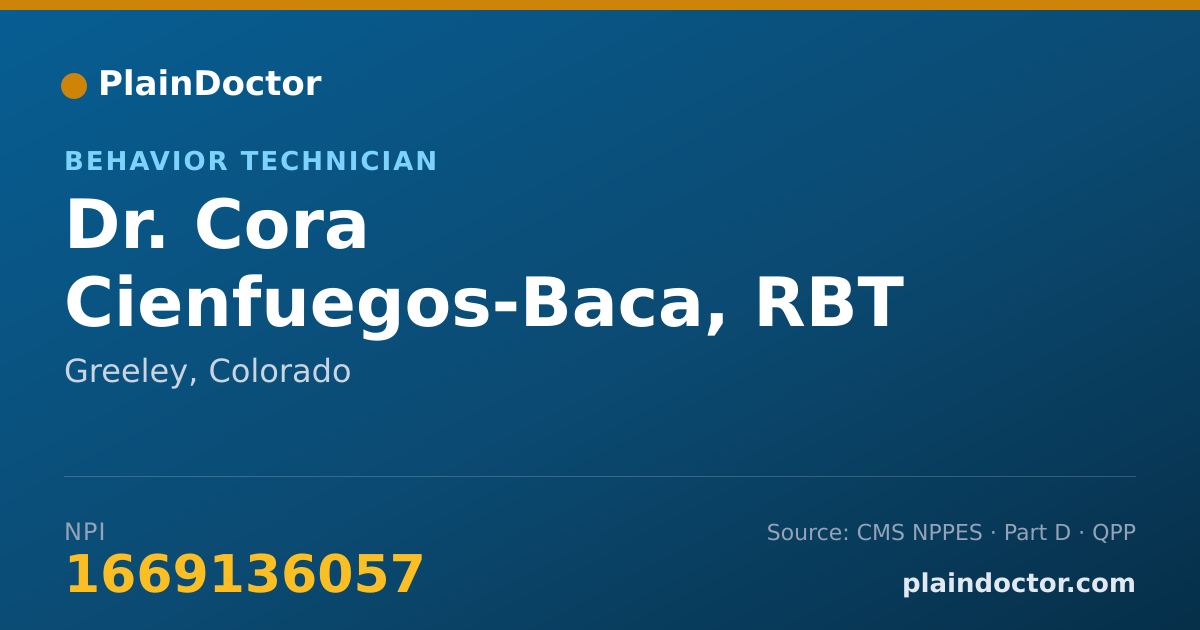 Shareable card for Cora Cienfuegos-Baca, RBT - Behavior Technician, Greeley, CO