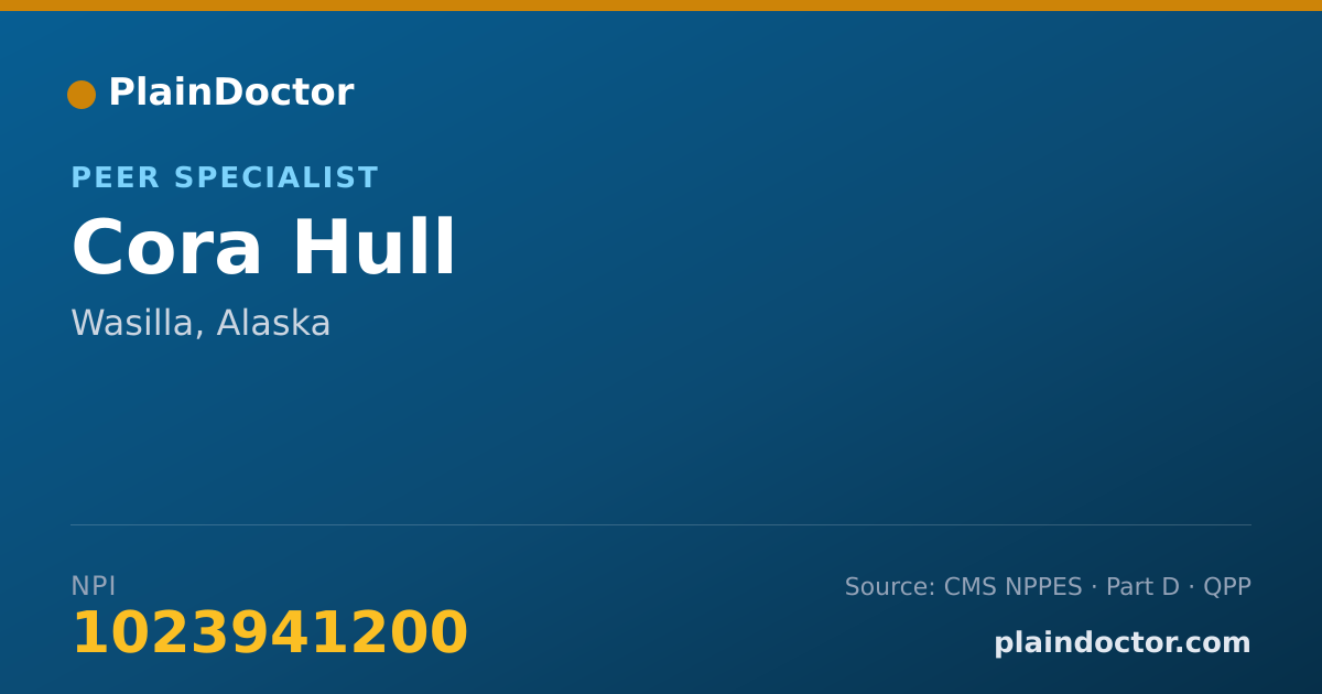 Shareable card for Cora Hull - Peer Specialist, Wasilla, AK