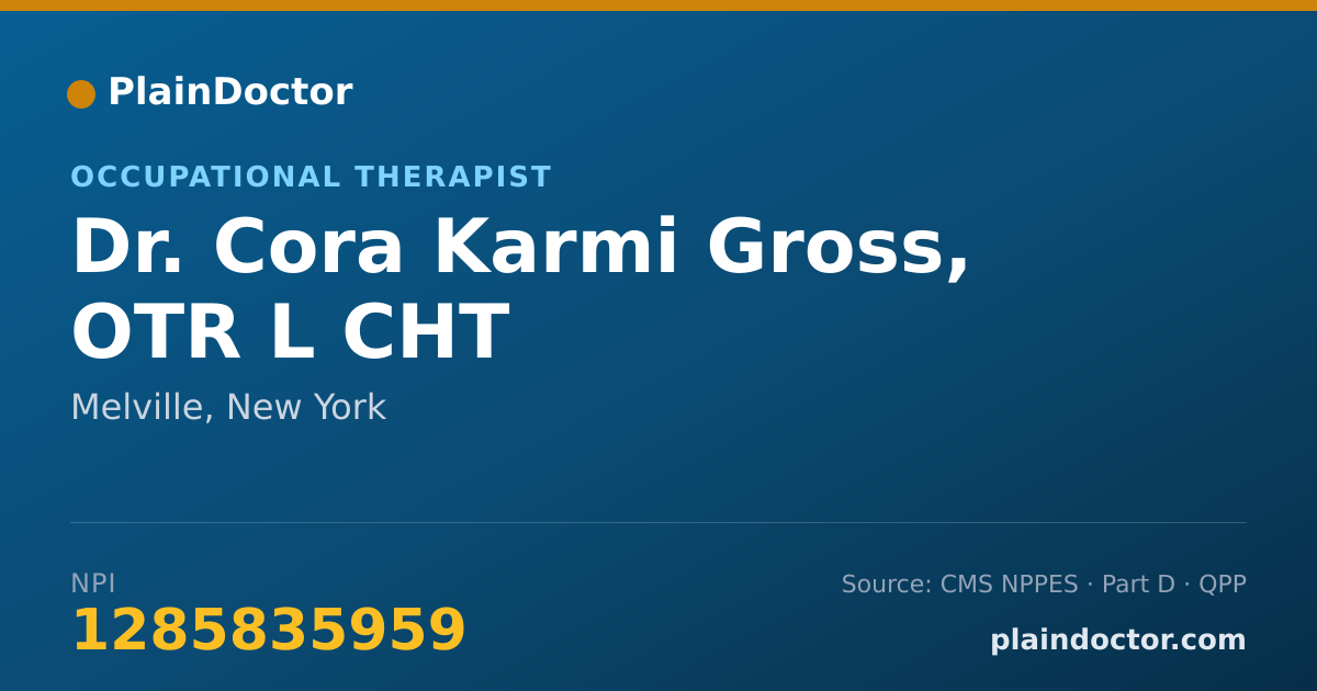 Shareable card for Cora Karmi Gross, OTR L CHT - Occupational Therapist, Melville, NY