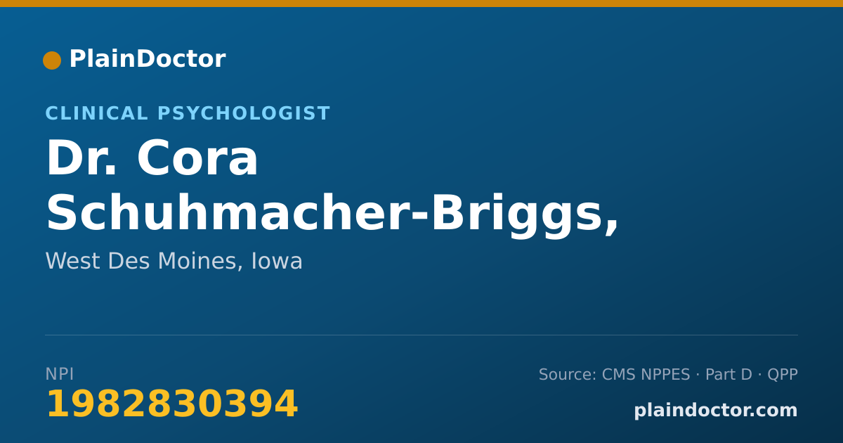 Shareable card for Cora Schuhmacher-Briggs, PSY.D. - Clinical Psychologist, West Des Moines, IA