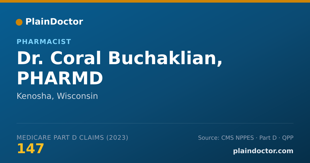 Shareable card for Coral Buchaklian, PHARMD - Pharmacist, Kenosha, WI