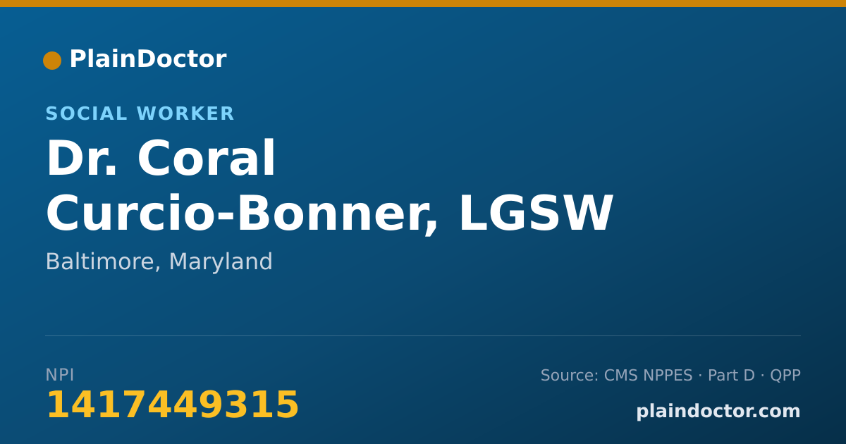 Shareable card for Coral Curcio-Bonner, LGSW - Social Worker, Baltimore, MD