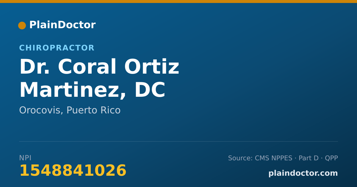 Shareable card for Coral Ortiz Martinez, DC - Chiropractor, Orocovis, PR
