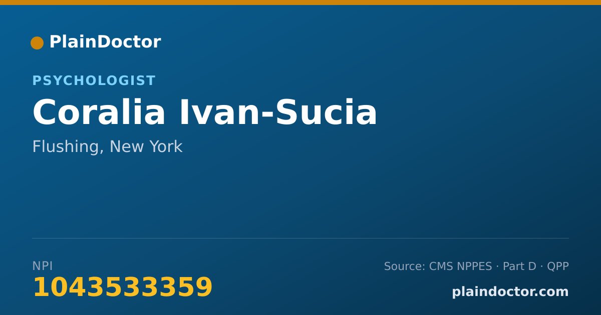 Shareable card for Coralia Ivan-Sucia - Psychologist, Flushing, NY