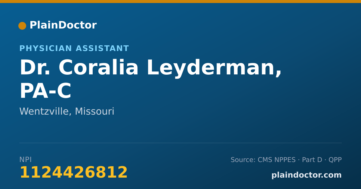 Shareable card for Coralia Leyderman, PA-C - Physician Assistant, Wentzville, MO