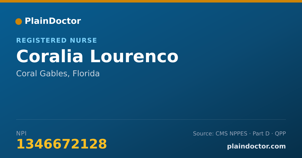 Shareable card for Coralia Lourenco - Registered Nurse, Coral Gables, FL