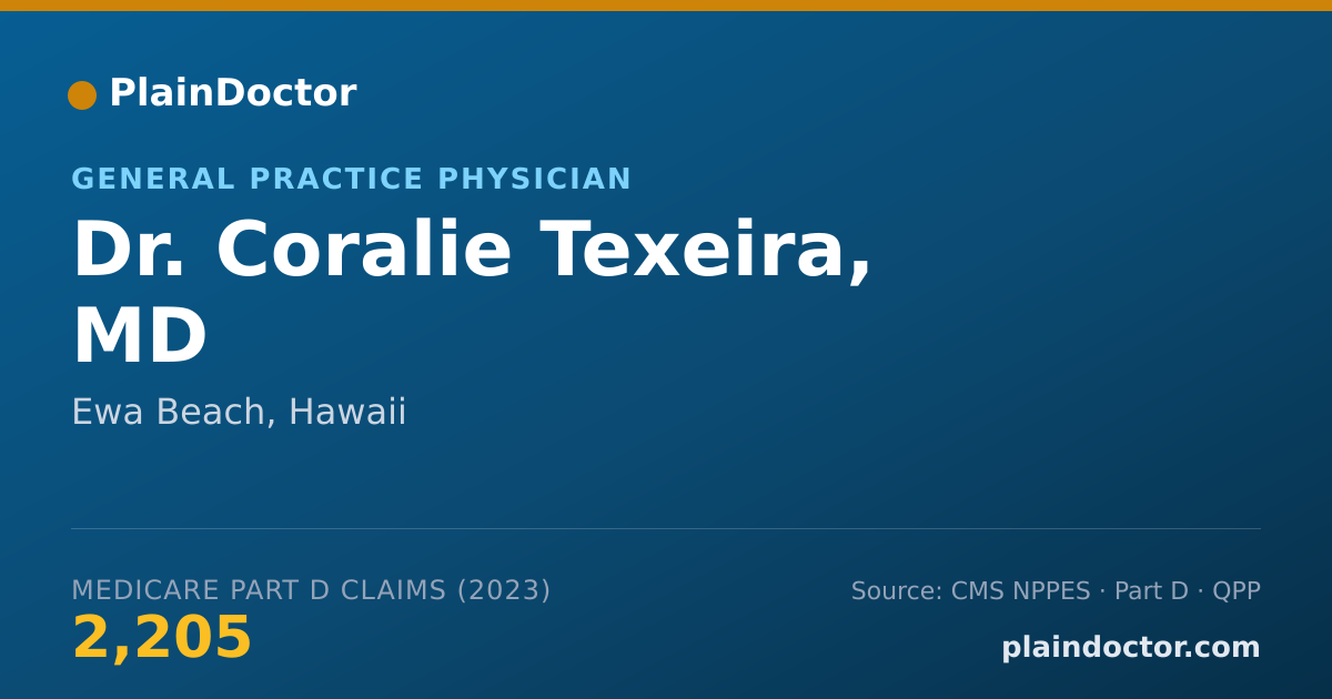 Shareable card for Coralie Texeira, MD - General Practice Physician, Ewa Beach, HI