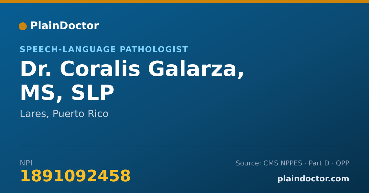 Shareable card for Coralis Galarza, MS, SLP - Speech-Language Pathologist, Lares, PR