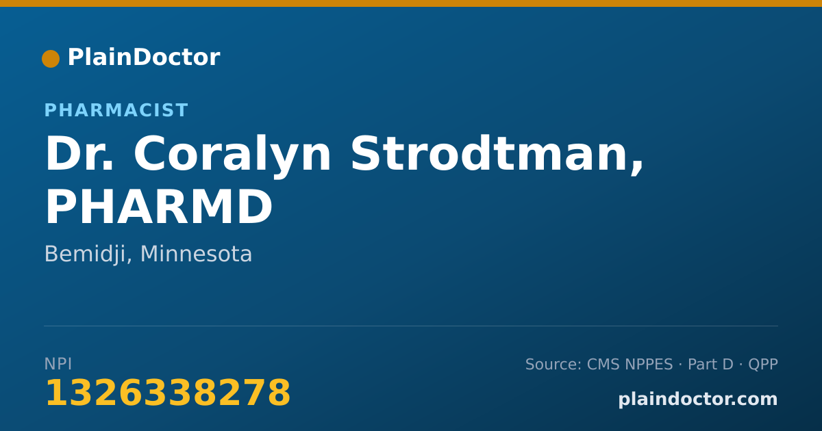 Shareable card for Coralyn Strodtman, PHARMD - Pharmacist, Bemidji, MN