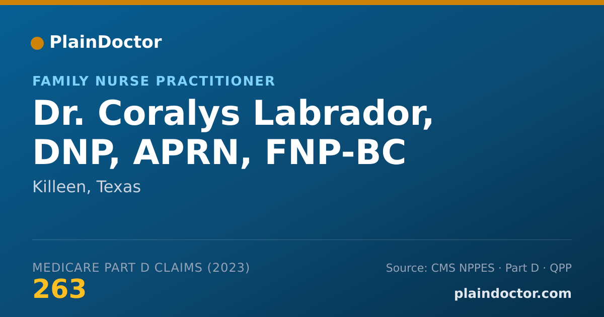 Shareable card for Coralys Labrador, DNP, APRN, FNP-BC - Family Nurse Practitioner, Killeen, TX