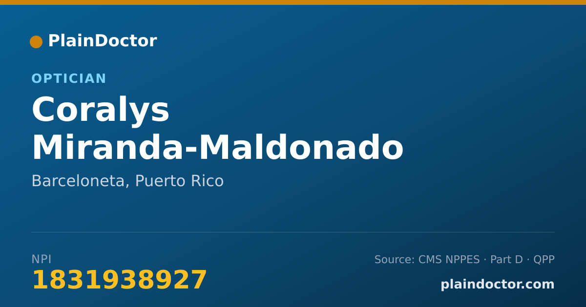 Shareable card for Coralys Miranda-Maldonado - Optician, Barceloneta, PR