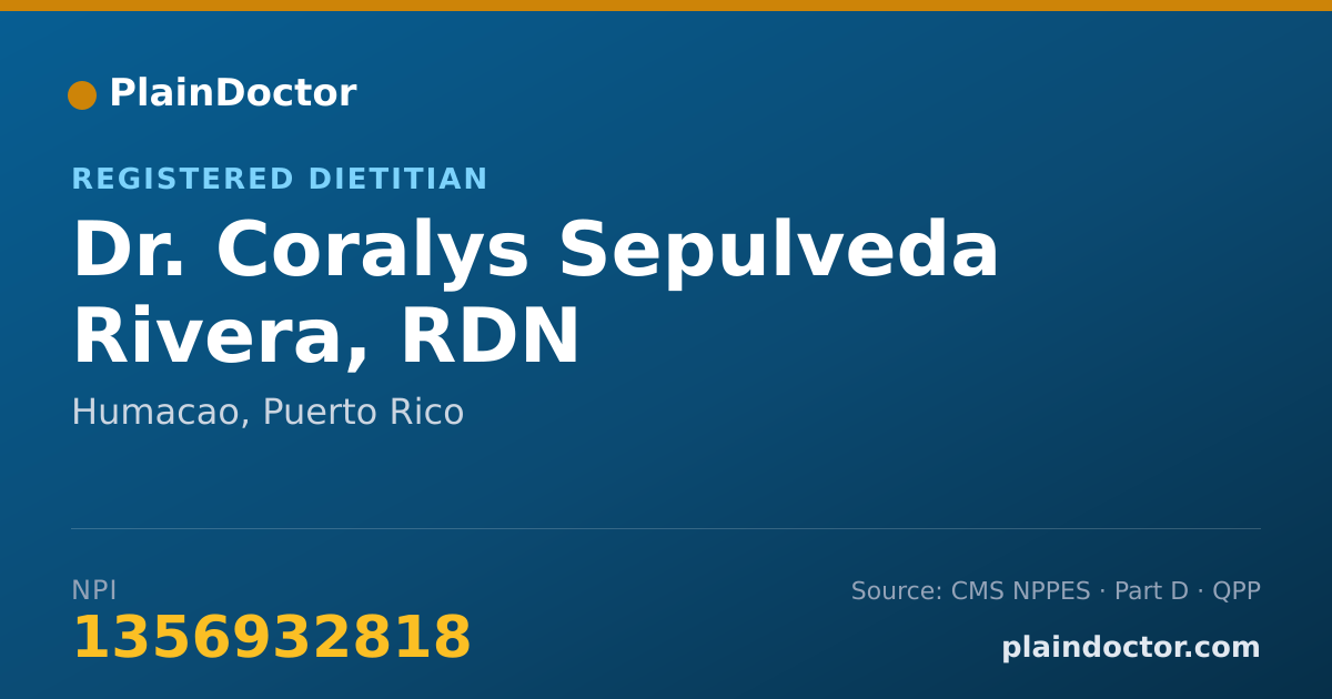 Shareable card for Coralys Sepulveda Rivera, RDN - Registered Dietitian, Humacao, PR