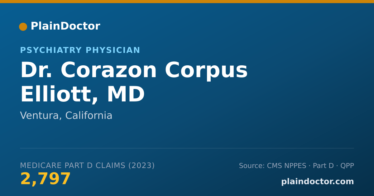 Shareable card for Corazon Corpus Elliott, MD - Psychiatry Physician, Ventura, CA