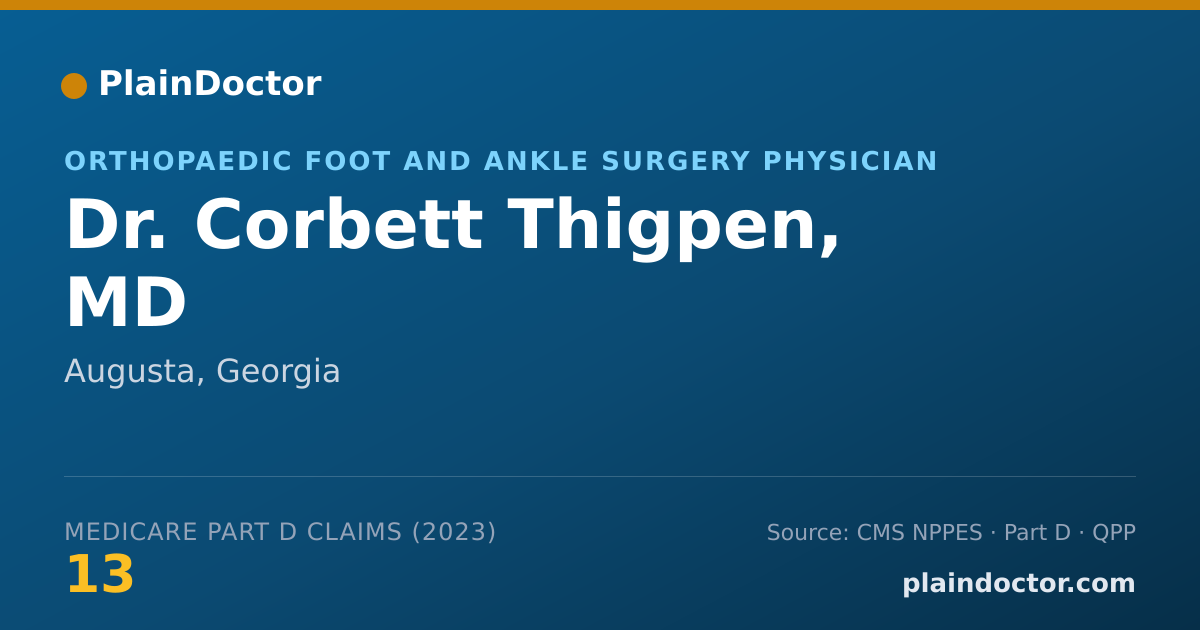 Shareable card for Corbett Thigpen, MD - Orthopaedic Foot and Ankle Surgery Physician, Augusta, GA