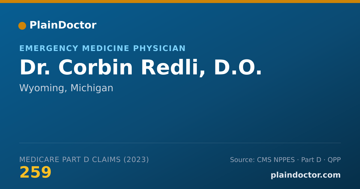 Shareable card for Corbin Redli, D.O. - Emergency Medicine Physician, Wyoming, MI