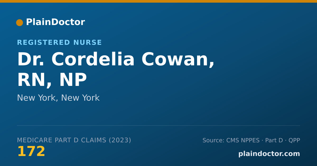 Shareable card for Cordelia Cowan, RN, NP - Registered Nurse, New York, NY