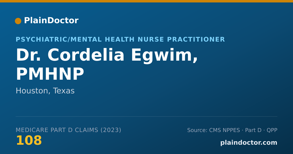Shareable card for Cordelia Egwim, PMHNP - Psychiatric/Mental Health Nurse Practitioner, Houston, TX