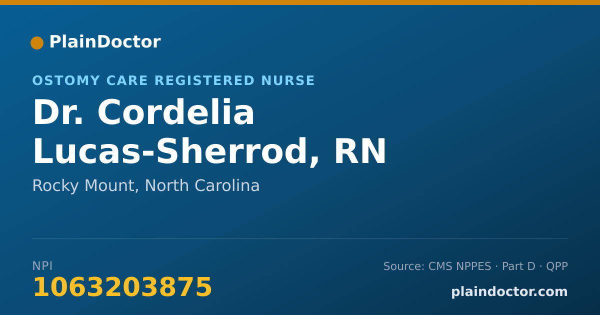 Shareable card for Cordelia Lucas-Sherrod, RN - Ostomy Care Registered Nurse, Rocky Mount, NC