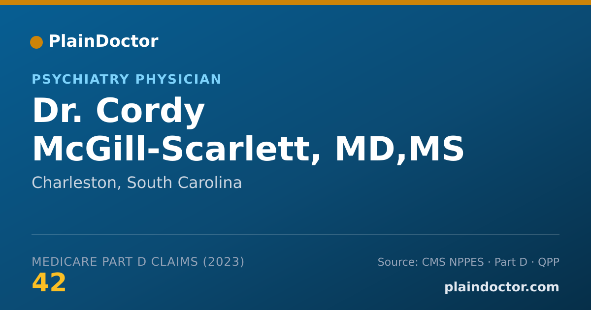 Shareable card for Cordy McGill-Scarlett, MD,MS - Psychiatry Physician, Charleston, SC