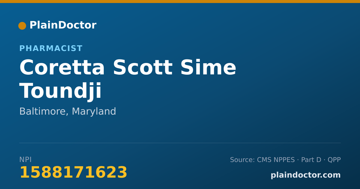 Shareable card for Coretta Scott Sime Toundji - Pharmacist, Baltimore, MD