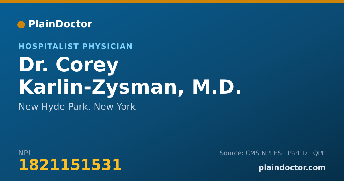 Shareable card for Corey Karlin-Zysman, M.D. - Hospitalist Physician, New Hyde Park, NY