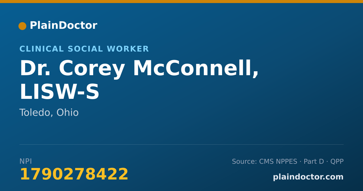 Shareable card for Corey McConnell, LISW-S - Clinical Social Worker, Toledo, OH