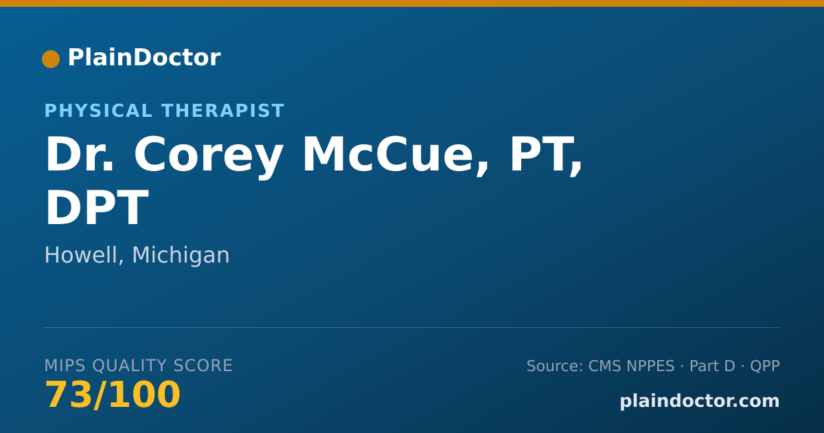 Shareable card for Corey McCue, PT, DPT - Physical Therapist, Howell, MI