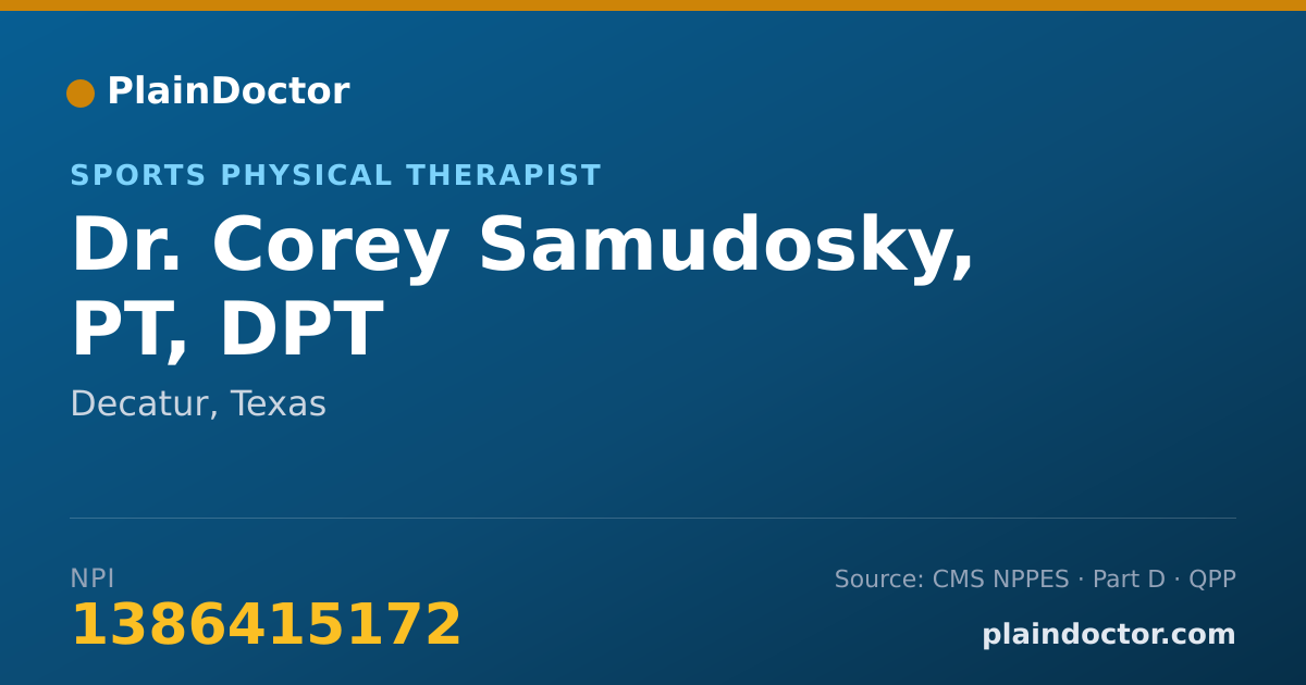 Shareable card for Corey Samudosky, PT, DPT - Sports Physical Therapist, Decatur, TX