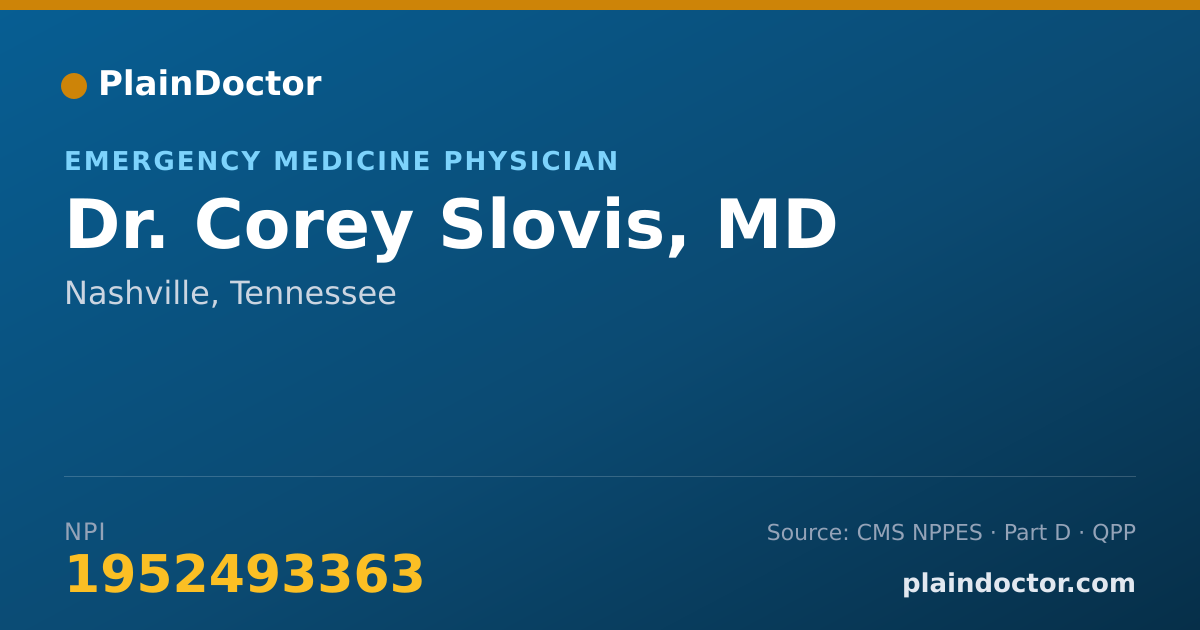 Shareable card for Corey Slovis, MD - Emergency Medicine Physician, Nashville, TN