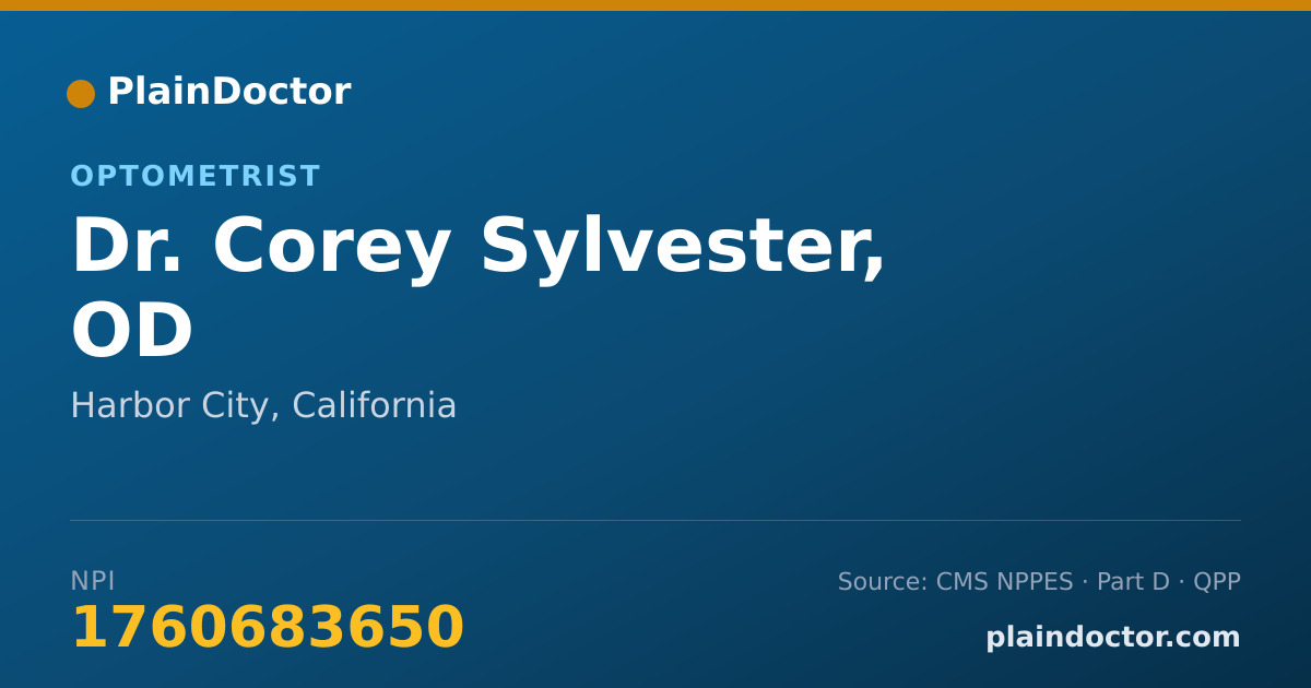 Shareable card for Corey Sylvester, OD - Optometrist, Harbor City, CA