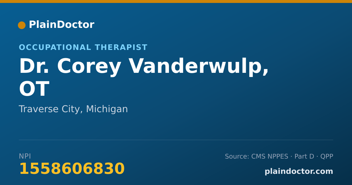 Shareable card for Corey Vanderwulp, OT - Occupational Therapist, Traverse City, MI