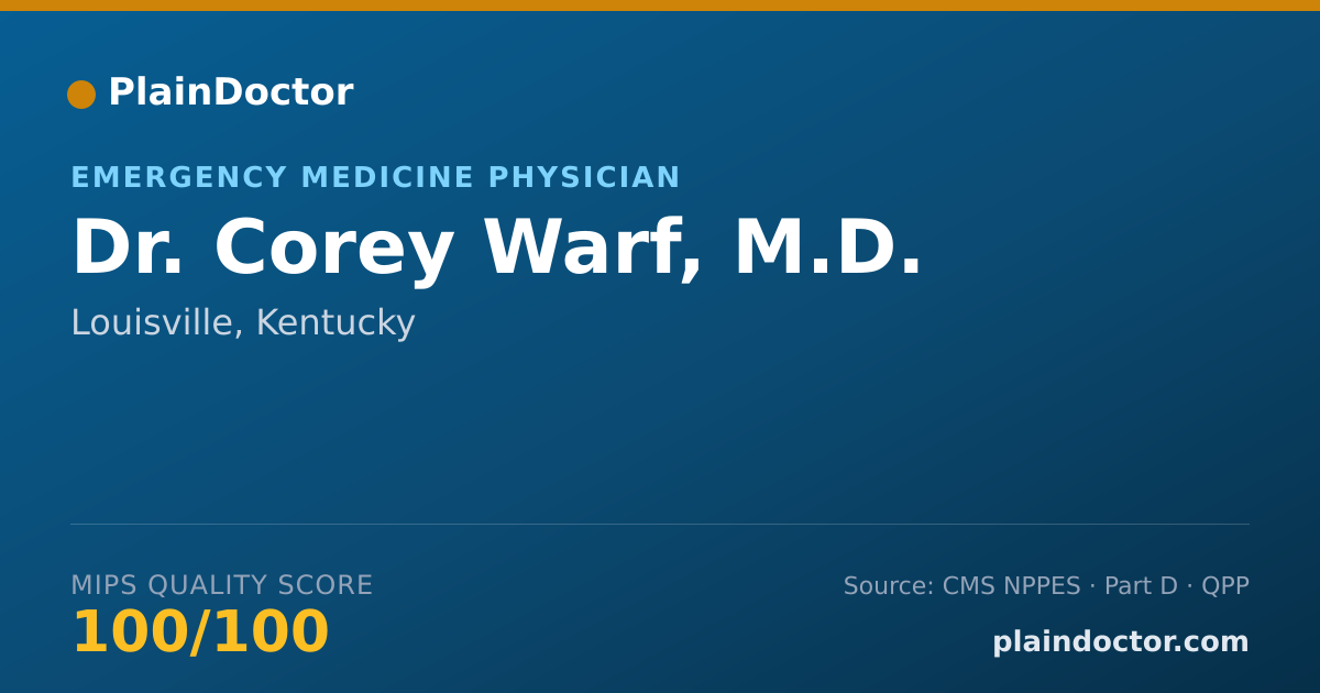 Shareable card for Corey Warf, M.D. - Emergency Medicine Physician, Louisville, KY