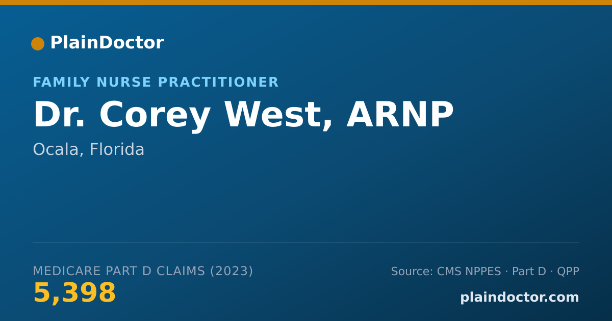 Shareable card for Corey West, ARNP - Family Nurse Practitioner, Ocala, FL