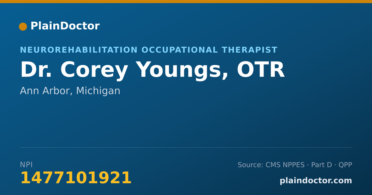 Shareable card for Corey Youngs, OTR - Neurorehabilitation Occupational Therapist, Ann Arbor, MI