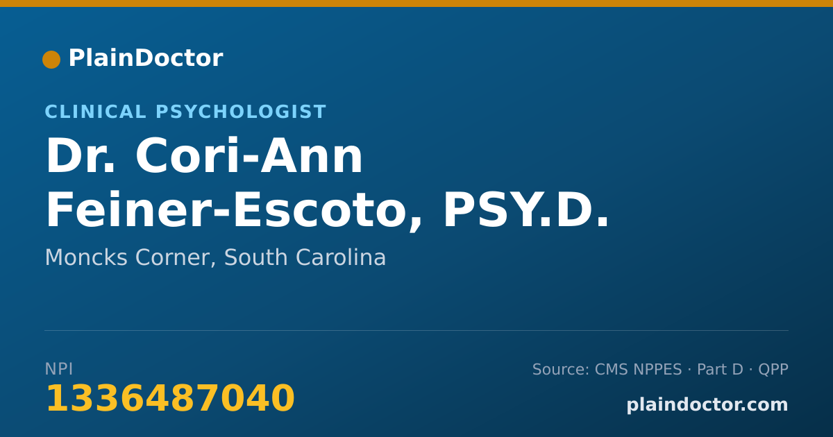 Shareable card for Cori-Ann Feiner-Escoto, PSY.D. - Clinical Psychologist, Moncks Corner, SC